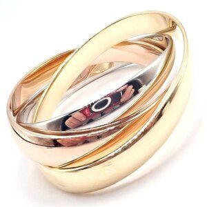 Cartier 18k Tricolor Gold Trinity Large Model Medium Size Bangle Bracelet